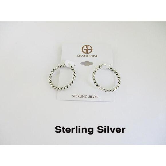 Giani Bernini SS Metal Tower Twist 3mm x 30mm Hoop Earrings